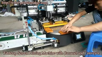Tabletop Screen Printing Machine with Carousel and Conveyor