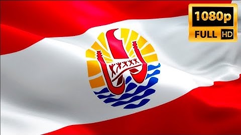 French Polynesia flag closeup 1080p Full HD 1920X1080 footage video waving in wind. Bora Bora flag