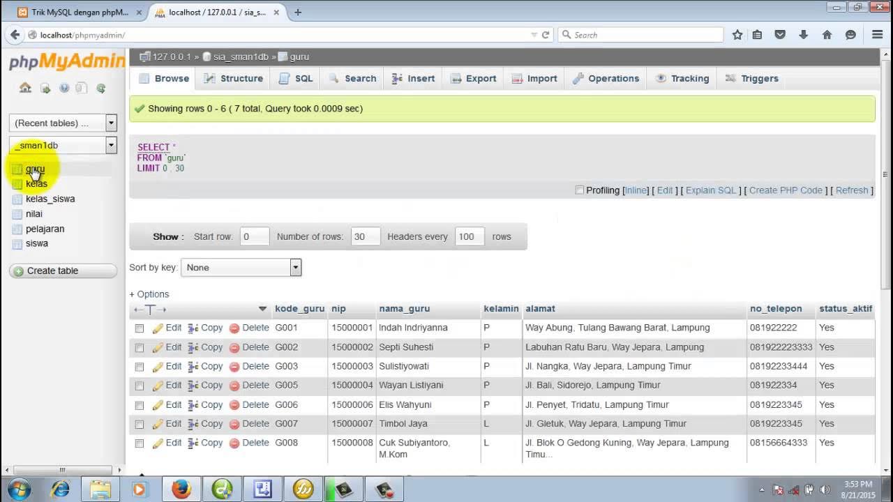 Trik Belajar MySQL 3 : Mengubah Tipe Data Tabel MySQL dengan phpMyAdmin ...