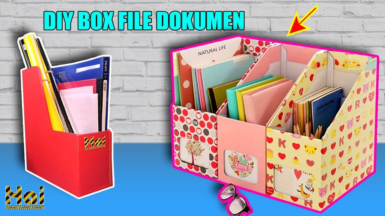 Cara Membuat Rak Buku Dan Dokumen Dari Kardus Bekas DIY Box File