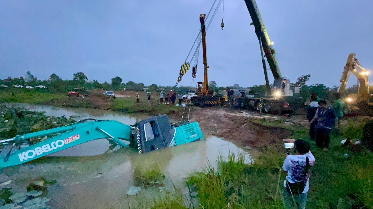 เครนปีศาจในตำนานมาเสริมทัพช่วยกันยกเจ้าSK200-10กันอีก1แรง แบบนี้ขึ้นแน่นอนครับ