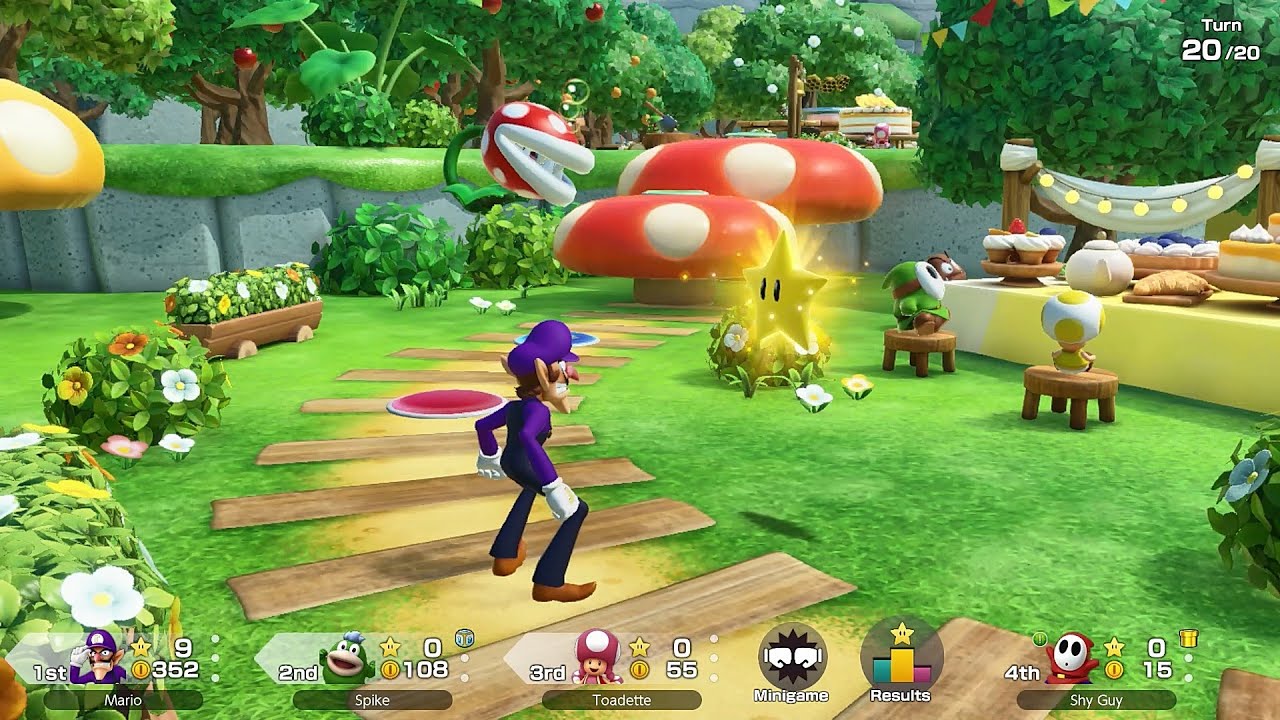 Super Mario Party Jamboree #281 Mega Wiggler's Tree Party Waluigi vs Shy Guy vs Toadette vs Spike