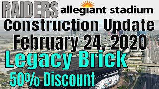 Las vegas raiders allegiant stadium construction update taken on
monday, february 24, 2020. if you would like to order a legacy brick
for the new stadium, th...