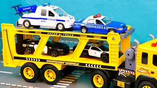 Автовоз привез полицейские машины в автосервис на ремонт 441 Серия Мир Машинок видео