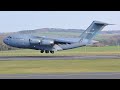 [4K] USAF Boeing C17A Globemaster III Landing at Prestwick Airport March 2022
