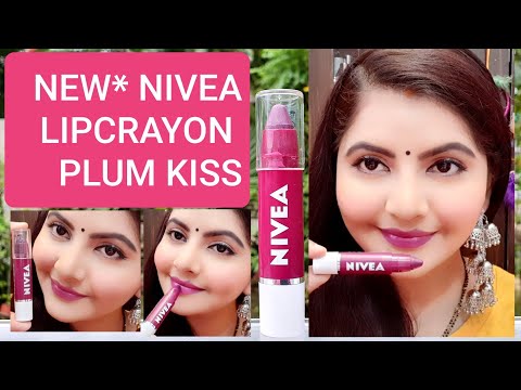 NEW* Nivea Coloron Lip Crayon Plum Kiss REVIEW & LIPSWATCHES | RARA | LIPBALM WIYH COLOUR |