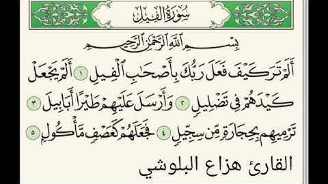 سورة الفيل بصوت القارئ هزاع البلوشي