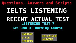 IELTS Listening Recent Actual Tests - Test 7 - Section 3 (Nursing Course)