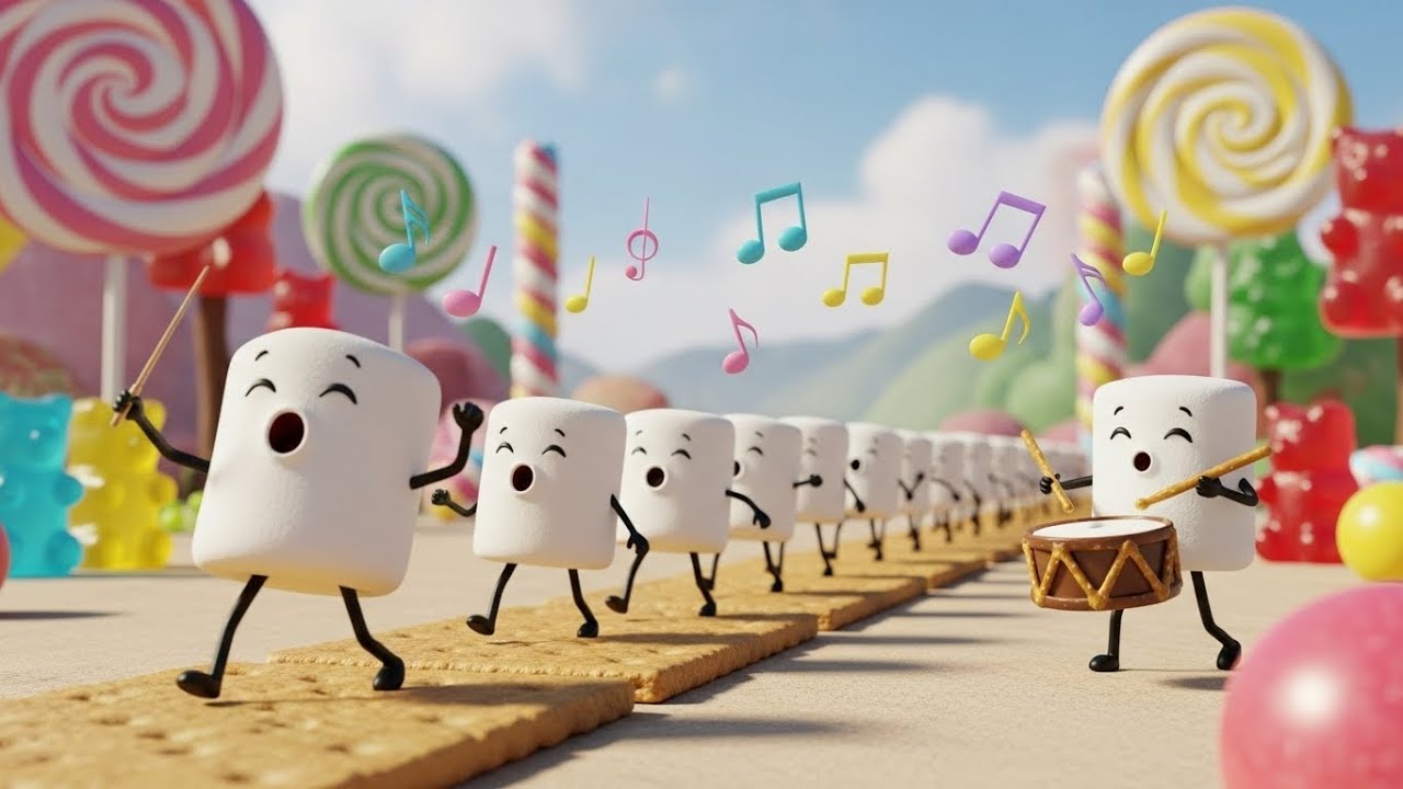 Marshmallow March Song | Fun Action Song for Kids | Nursery Rhymes & Educational Songs for Children