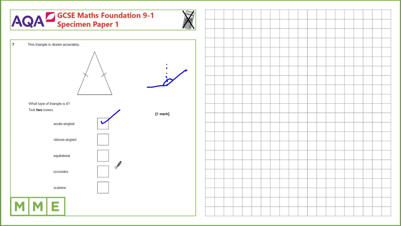 GCSE Maths AQA Foundation Specimen Paper 1 - Q7 Names of 2D shapes ...