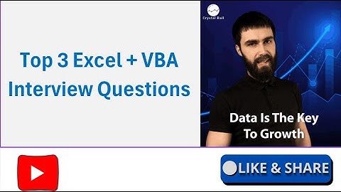 Top 3 Excel + VBA Interview Questions. #Excel #VBA and #SQL