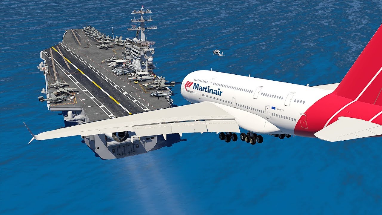 WORLD'S HEAVIEST A380 Landing On Aircraft Carrier XPlane 11 YouTube