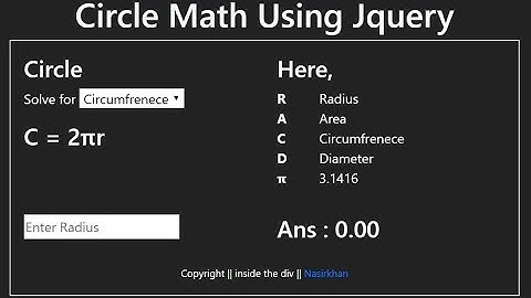 Simple javascript project || circle math