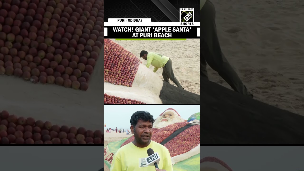 Sudarsan Pattnaik creates biggest 'Apple Santa' sculpture, breaks World Record at Puri Beach