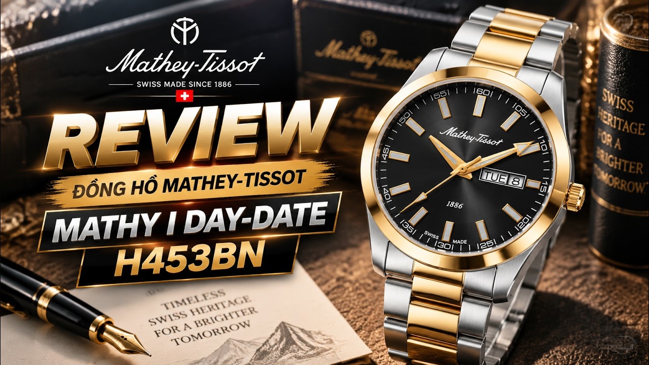 Review Đồng Hồ Mathey-Tissot H453BN – Thiết Kế Demi, Mặt Đen Sunburst, Day-Date, Kính Sapphire !