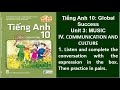 Bi nghe ting 10 global success unit 3 music communication and cutulture