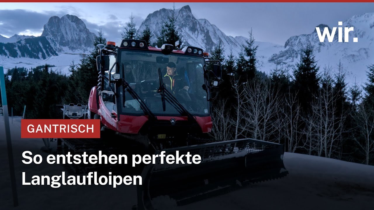 Mit Loipenpräparator Stephan Zürcher frühmorgens im Pistenfahrzeug unterwegs