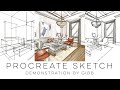Gambar cover How to use Procreate to quickly sketch an interior design living room perspective