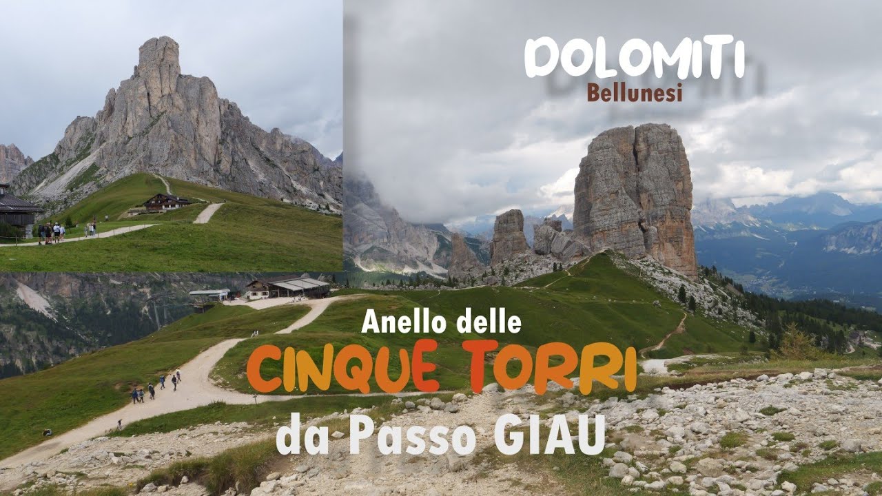 DOLOMITI  - CORTINA: Anello delle CINQUE TORRI, Pas. GIAU, R. AVERAU, R. NUVOLAU, RIF. CINQUE TORRI.