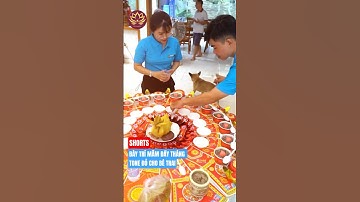 Bày trí mâm cúng đầy tháng tone màu đỏ rực rỡ cho bé trai! | Đồ Cúng Việt