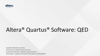 Altera® Quartus® Software: QED - YouTube