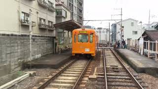 阪堺電車モ501形504編成の細井川から安立町までの後面展望(354とすれ違い)