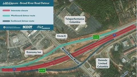 SCDOT announces temporary overnight closure of I-20 at Broad River Road