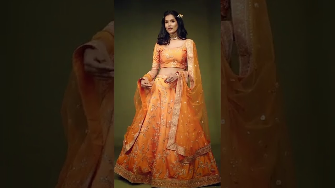 Orange Color Sequins Work Lehenga Choli For Reception