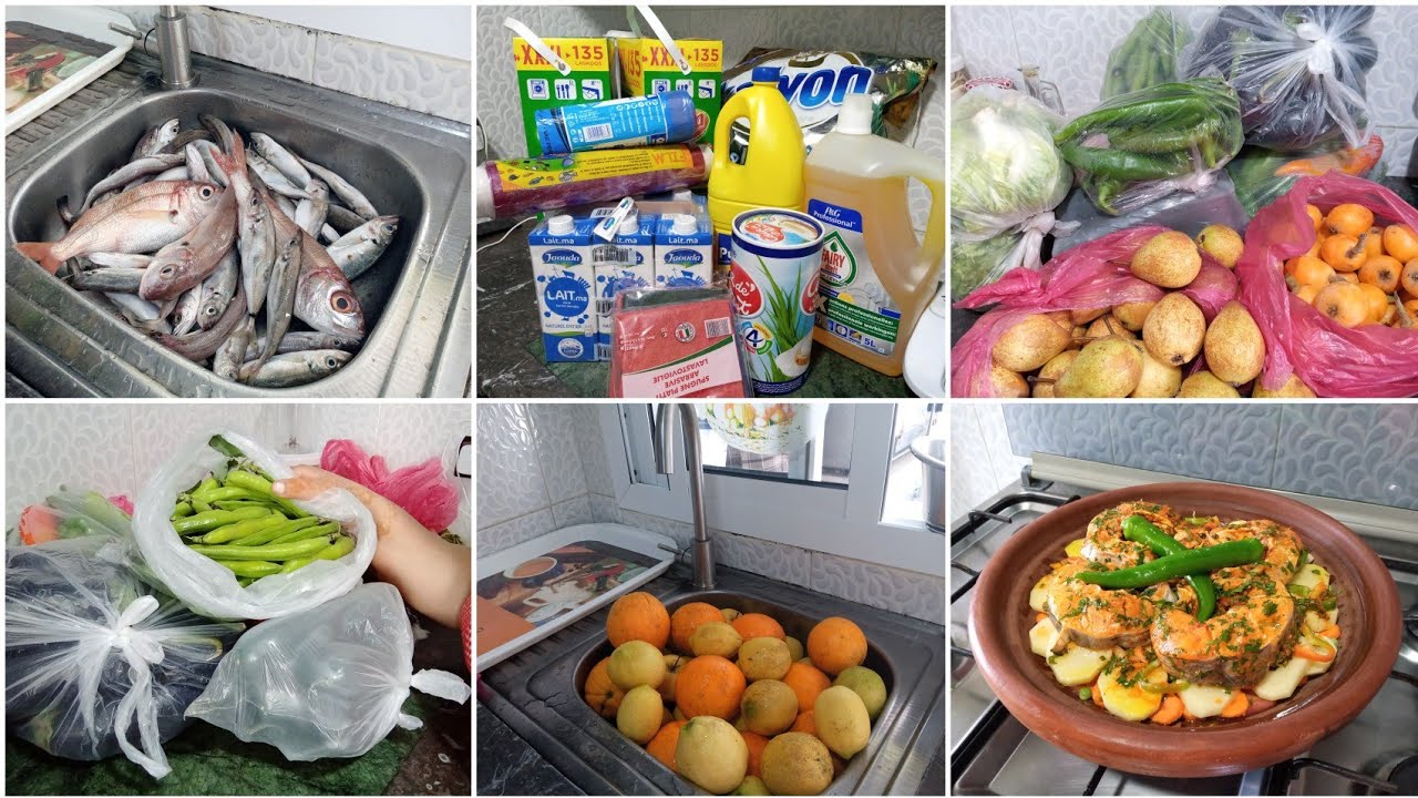 العودة بعد الغياب 🙏 تقدية ديال الاسبوع الخضر والفواكه وسماك ✔️ طاجين بالغرنݣ رائع جدا♥️