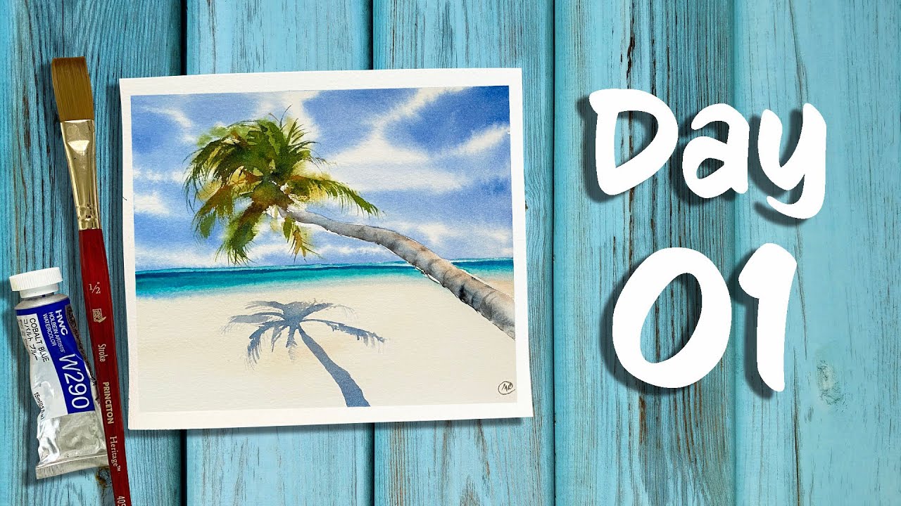 Day 1 of 21 Days of Summer | How to paint a white Sand Beach