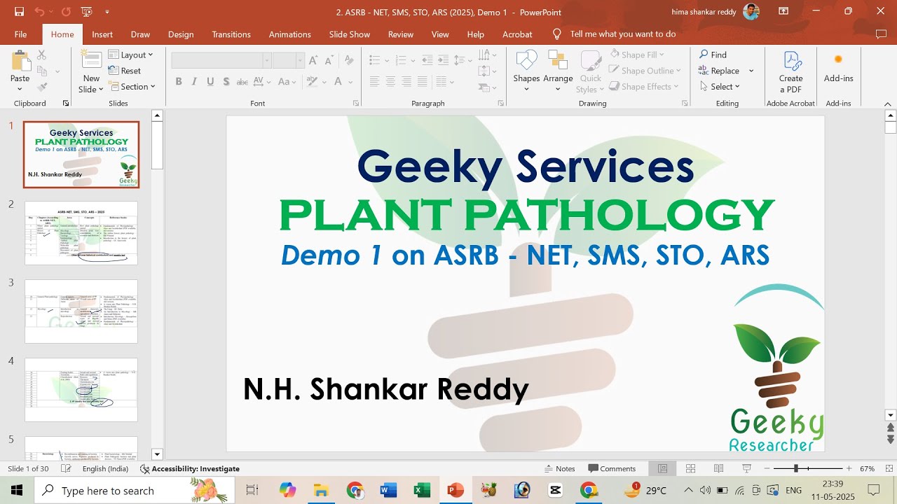Recorded Demo Class 1 for ASRB - NET, SMS, STO, ARS - 2025 (Plant Pathology)