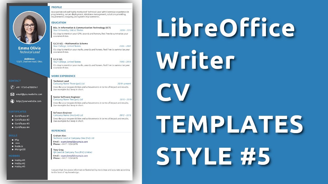 Libreoffice Writer Cv Templates Style 03 Youtube