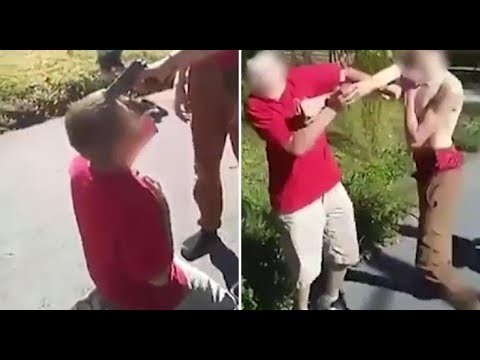 'Kiss his f**king feet'  Three teens arrested after threatening child with a gun