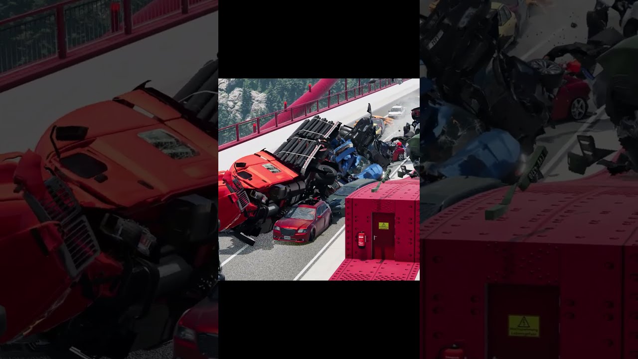 Semi Truck Crashes Into Traffic Jam SIMULATION
