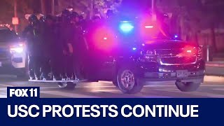 Large police presence on USC campus during protest