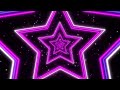 Pink and purple shining stars neon lights tunnel  4k abstract background screensaver with particles