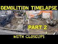 Demolition time-lapse with closeups of a former TV studio building (Part 2)