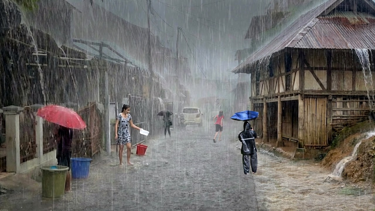 Extreme Thunder Storm Warning‼️ My Nice village Refreshing under monster rain and winds