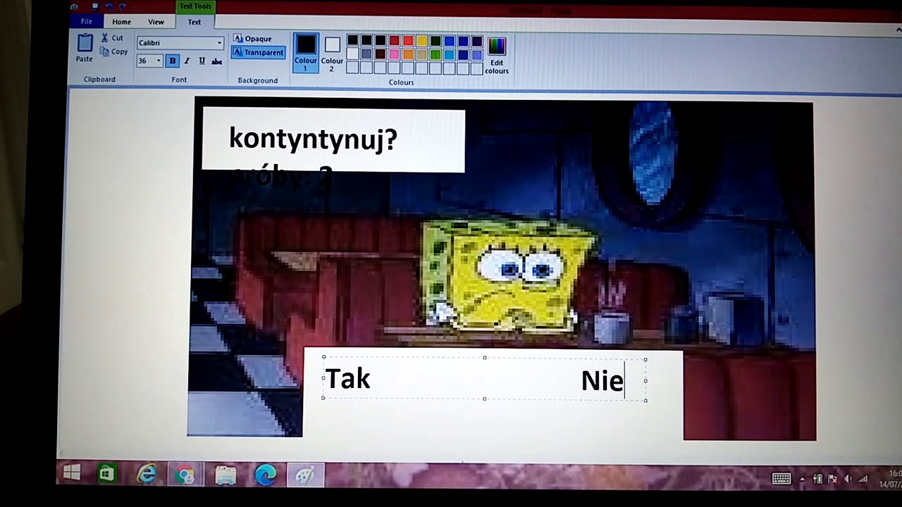 Spongebob square pants polish bootleg continue and game over screen.
