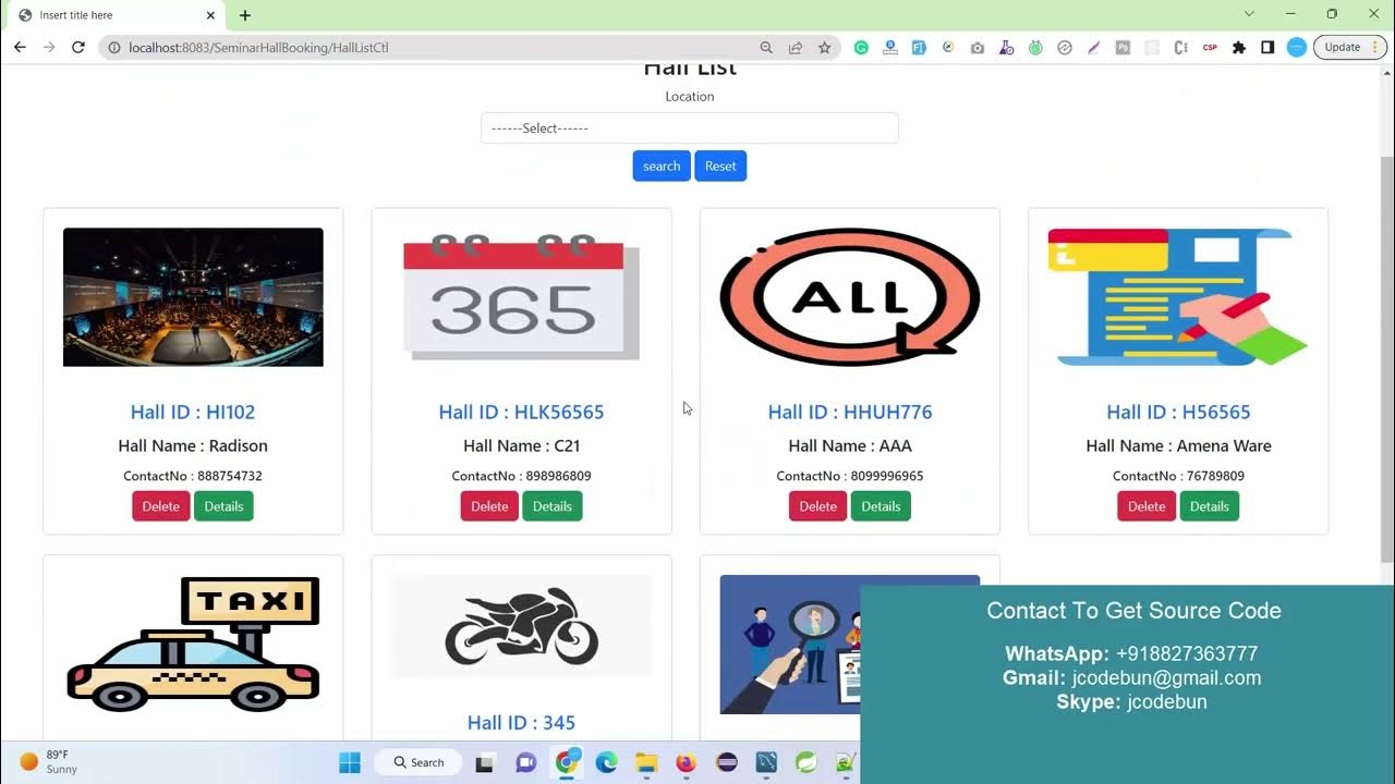 Seminar Hall Booking System project in java using JSP and Servlet with ...