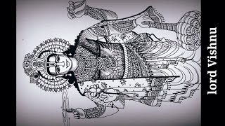 How to draw lord vishnu drawing using black gel pen