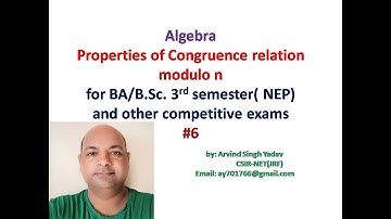 Properties | Congruence relation modulo n | Abstract algebra | B.Sc. 3rd sem | NEP | Part A | #06