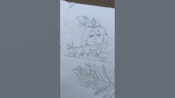 Lord Krishna Drawing | Peacock Feather Art | Traditional sketch ✍️