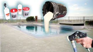 Pouring Texture Deck Overlays For Outdoor Surface Upgrade & Backyard Transformation - Swimming Pool