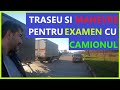 Camion scoala de soferi pe traseu de examen si cuplare  remorca, intoarcere, mers cu spatele!!