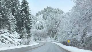 Beautiful snow scenery along Sea to Sky highway. Vancouver to Whistler.