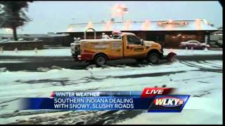 Snowy, slushy roads in Southern Indiana