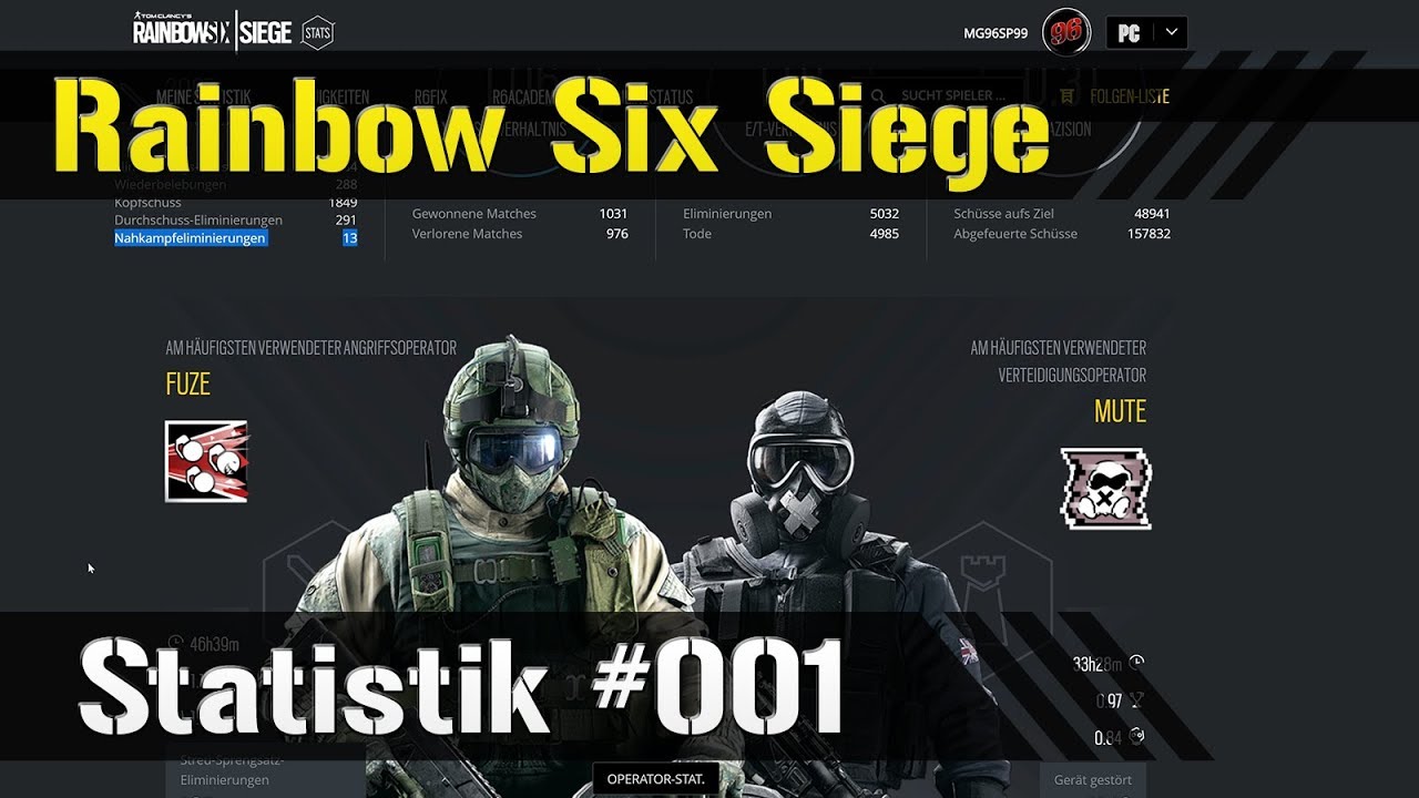 Rainbow Six: Siege Statistiken auf R6S Stats #001 - YouTube