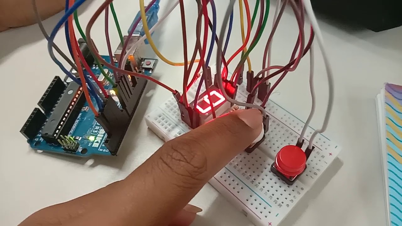 7-Segment counter 0-9 With push buttons up and down - YouTube
