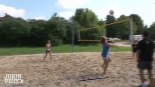Beach Volleyball FAIL Face to Crotch